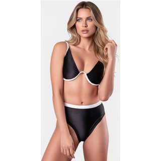 Biquíni Areia Branca Praya Hot Pant Bicolor Preto