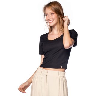 Blusa Cropped Feminina Cativa Ribana Preto
