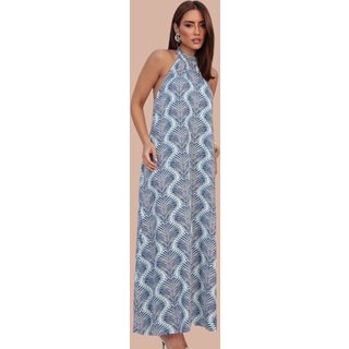 Vestido Longo Ícone Fashion Joá Estampa Geométrica Conchas