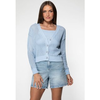 Cardigan Guess Tricot Vazado Azul
