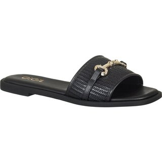Sandalia Feminina Rasteirinha GIGIL Flat Bridão Metalizado Preto