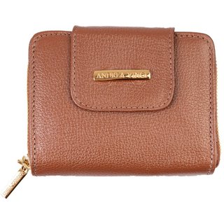 Carteira feminina de couro liso Lolla 10x13cm - Whisky