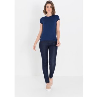 Blusa Makenji Basica Decote Careca Feminina Azul Marinho