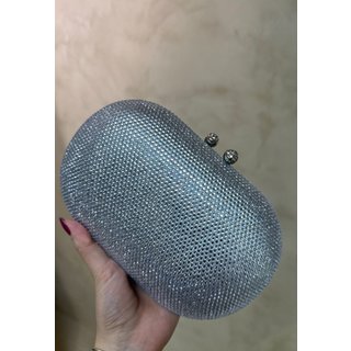 Bolsa Clutch Aplicações Cravejada Festa Casamento Madrinhas Premium Elegante Prata