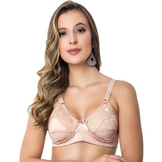 Sutiã Gabi Lingerie Sem Bojo Reforçado Rendado Microfibra Confortável Lingerie Básica Bege