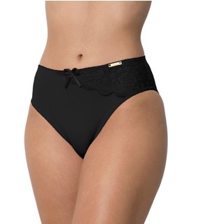 Calcinha Conforto Gabi Lingerie Calça Microfibra com Renda Lateral Cintura Alta Preto