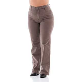 Calça Sarja Feminina Arauto Wide Leg Color Marrom