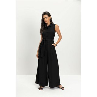 Macacão feminino em alfaiataria Essendi -Preto Preto