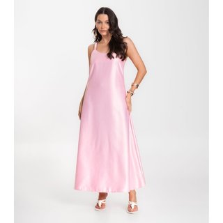 Vestido Longo Feminino De Cetim E Alcinha Select Rosa