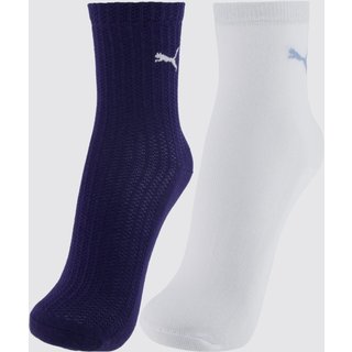 Kit Meia Puma Cano Médio 2 Pares Feminina Branca e