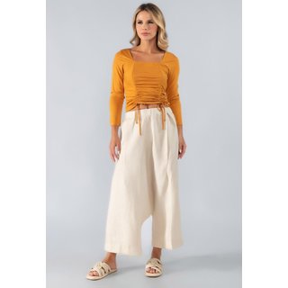 Blusa decote quadrado cordoes frontal Amarelo