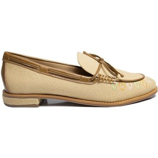 Mocassim Maithe Bege Detalhe Bordado Maithe Bege