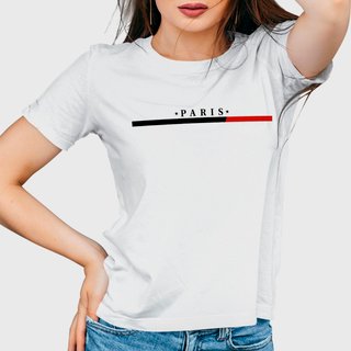 Camiseta Feminina Branca Paris Algodão Premium Benellys
