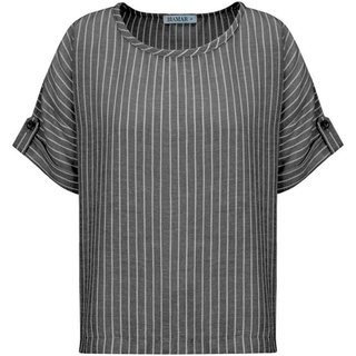 Blusa Feminina Biamar Mullet Listrada Cinza Escuro/Claro