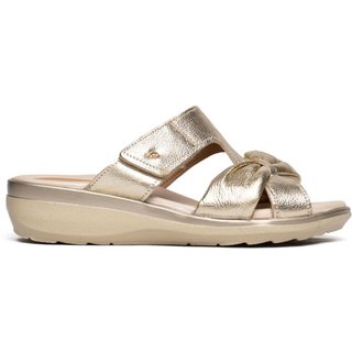 Tamanco Feminino Pegada Couro Super Soft Laço Dourado