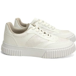 Tênis branco com detalhes furadinhos Incolor