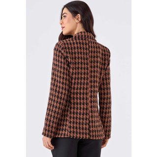 Blazer PKS Alfaiataria Tweed Preto e Marrom
