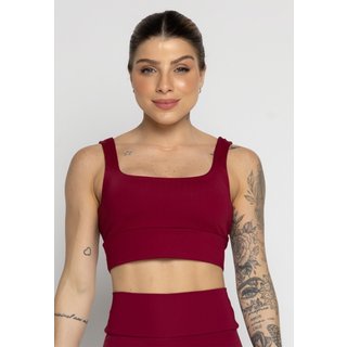 Top Fitness WLS Modas Poliamida Alça Grossa Sustentação Feminino Vinho