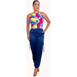 BLUSA FEMININA ESTAMPADA COM LASTEX Pink
