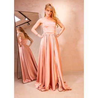 Vestido Longo de Festa Madrinhas Tomara que Caia Zibeline Frontinne Rose Gold