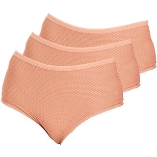 Kit com 3 Calcinhas Alta Dilady 203203 Plus Size Bege
