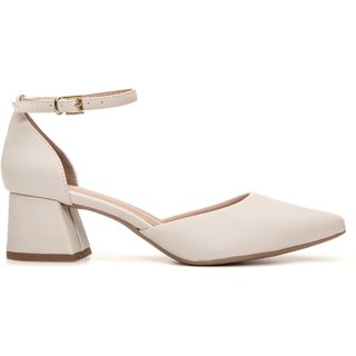 Sapato Scarpin Salomé Juthá Salto Baixo Off White