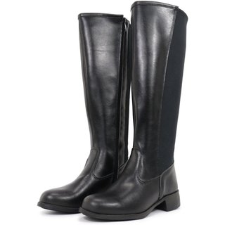 Bota Feminina Cano Longo Alto com ELastico Casual Confortavel Preta