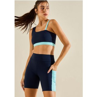 Top Morena Rosa Decote Careca Alça Fina Azul Azul Marinho