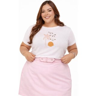 T-shirt Plus Size D Bell Outlet Fashion Gaivotas Sunset