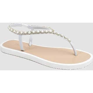 Chinelo De Dedo Flor De Griffe Off-White Feminino Pedras Casual Strass Papete Delicado Verão Dia a Dia Casual