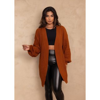 Cardigan Mangas Bufantes com Detalhes Andoriena Cia do Vestido Caramelo