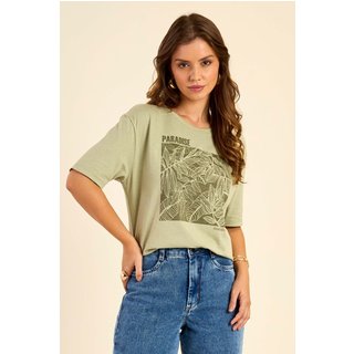 T-Shirt Feminina Folhas Marialícia Verde