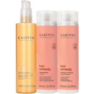 Kit Cadiveu Essentials Hair Remedy Shampoo Condicionador e Nutri Glow Booster (3 produtos)