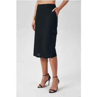 Saia Midi Bolsos Feminina Acostamento