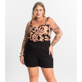 Shorts Tecido Favo Plus Size Secret Glam Preto