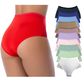 Kit 10 Calçola Calcinha Cintura Alta Hot Pants Conforto Detalhe Em Renda Revenda Luxo