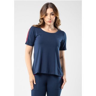 Blusa Manga Pau a Pique Curta Básica Azul Marinho MARINHO - GG Pau a Pique