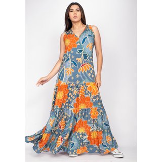 Vestido Aurora Longo Amazonia Vital Viscose Maré Floral