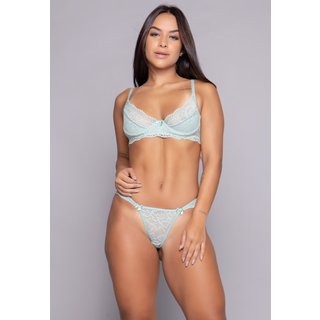 Conjunto Feminino Lingerie Serra e Mar Modas com Renda e Aro Verde