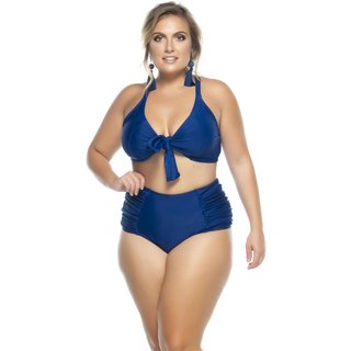 Sutiã Plus Size Amarração Frontal, Costas Fechadas, Azul Marinho - Azul Marinho