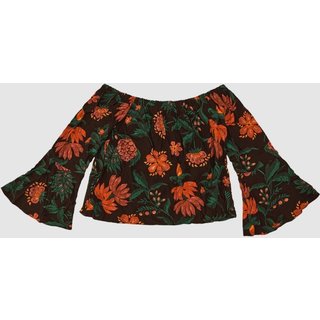 Blusa Feminina Manga Godê Floral Em Viscose