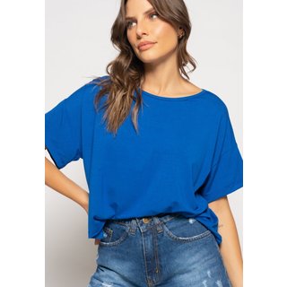 Cropped Amplo Manga Curta Malha Salvatore Azul Royal