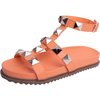 Sandalia Papete Rasteira Feminina Laranja Piramide Tellini Store
