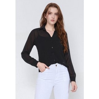 Camisa Intens Manga Longa Crepe Devore Preto