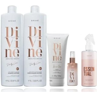 Brae Divine Shampoo+Condicionador 1L+Leave-in 200g+Serum 60ml+Essential 260ml