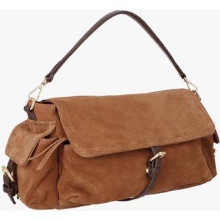 Bolsa Utilitária Luiza Barcelos Camurça Caramelo e Couro Café