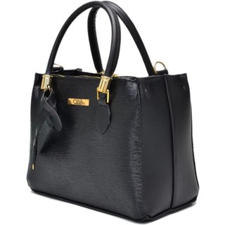 Bolsa Feminina Lorena Média AK Tote Baú Alça Transversal Clube do Sapato de Franca Cloê Angik Preta