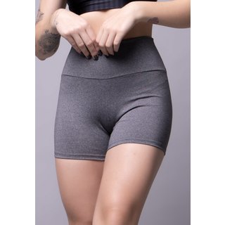 Short Fitness Bella Fiore Modas Feminino Suplex Liso Academia Cinza
