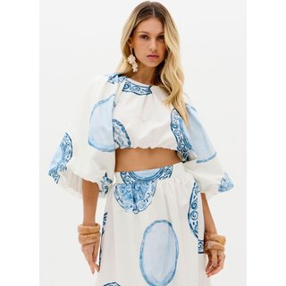 Blusa Balonê Cropped Estampada Lança Perfume
