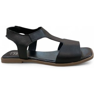 Sandália Rasteira Flat Piazza Balatore em Couro PZ003 Preto